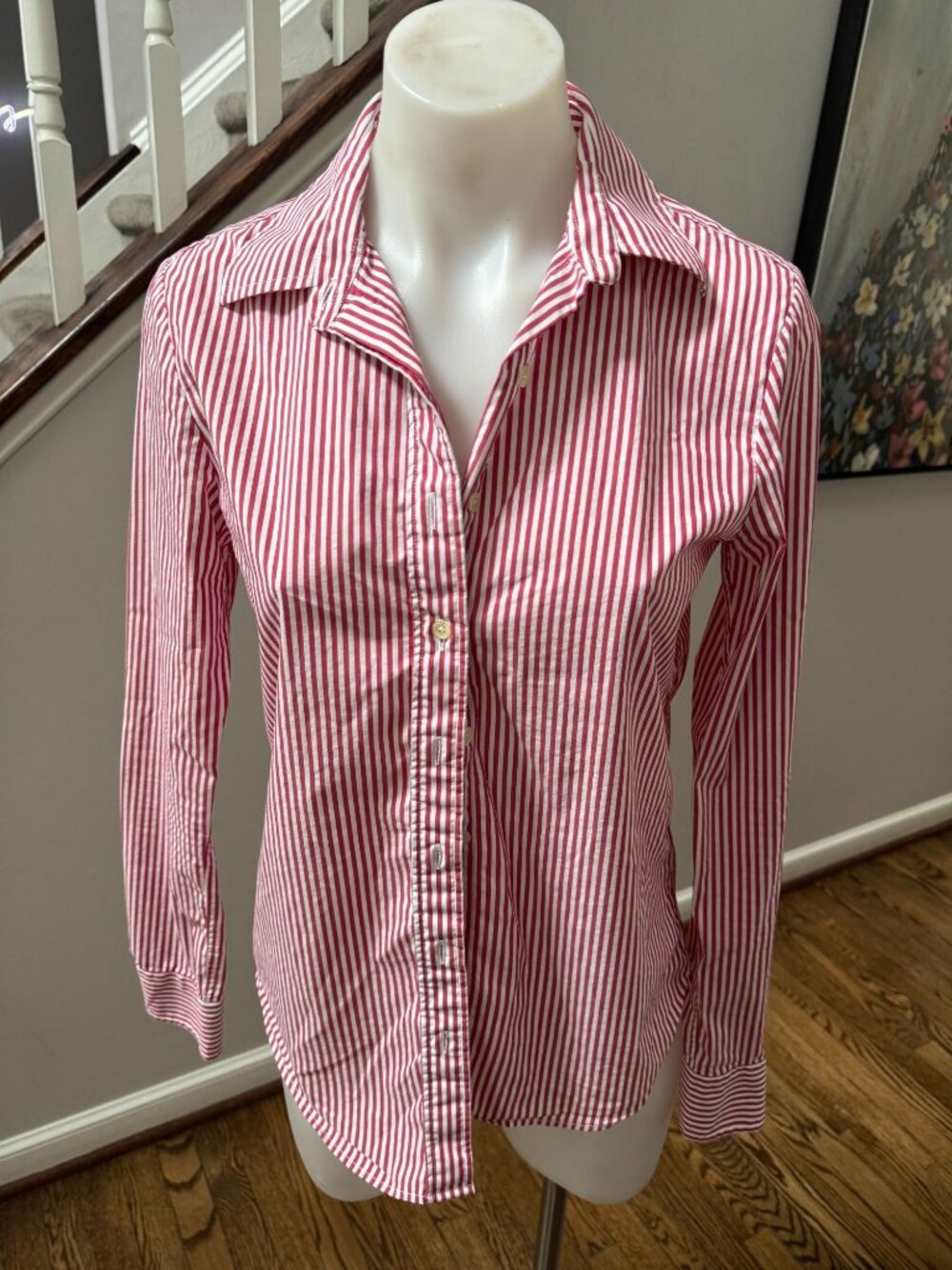 The Shirt by Rochelle Behrens The Icon Shirt in Stripe Red Cotton Size XS